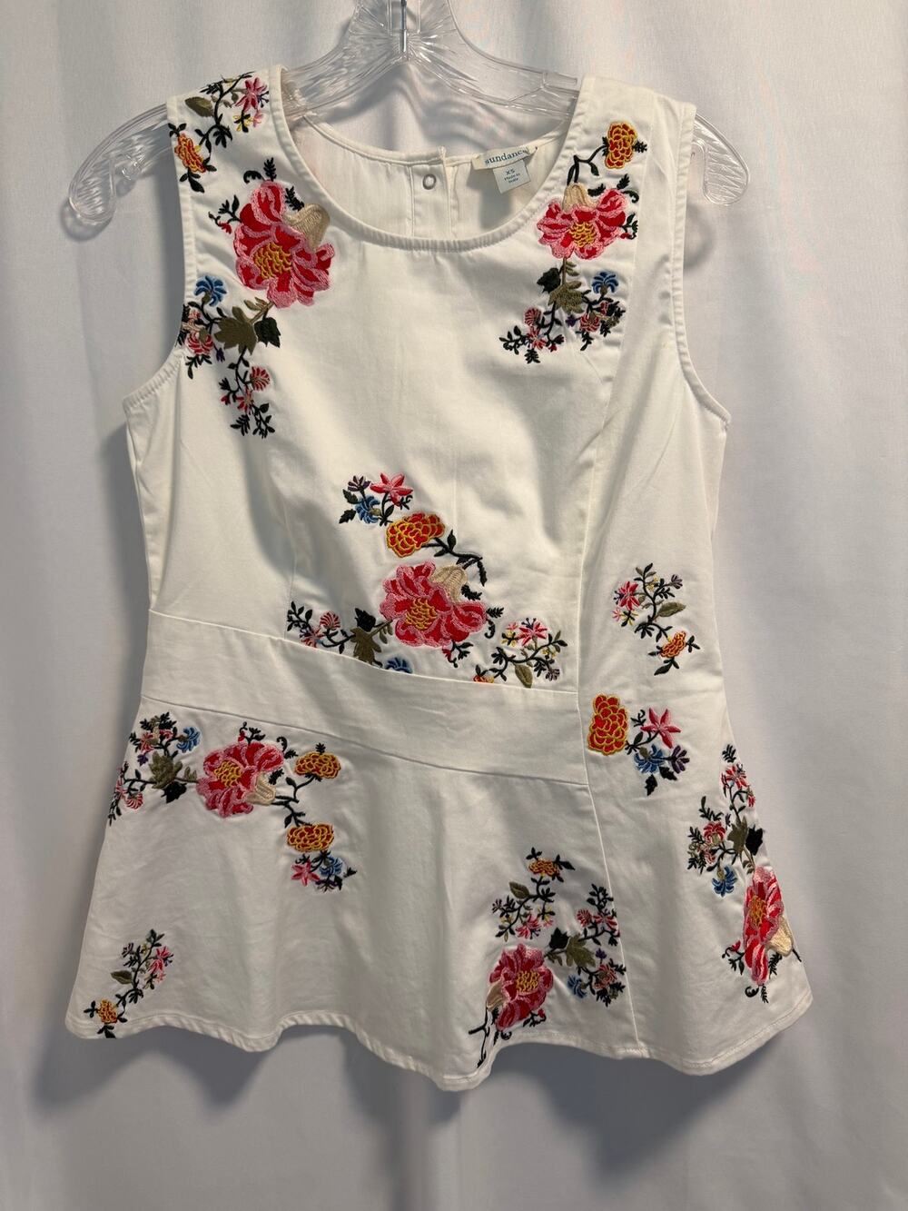 Sundance Belle Fleur Embroidered Peplum Shell Tank